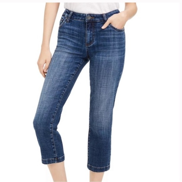 Kut From The Kloth Sz 8 Distressed Crop Capri Jeans - Picture 1 of 8